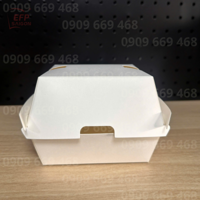 Hộp Giấy Trắng Đựng Hamburger, Bánh Bao Có Lỗ Thoáng Khí – Hộp Take Away Đựng Burger, Bánh Mì, Đồ Ăn Nhanh